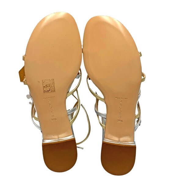 MARION PARKE Ramona Criss Cross Metallic Nappa Leather‎ Sandal  **NEW - Picture 9 of 11